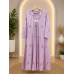 Lavender Floral Embroidered Premium Cotton Anarkali Frock Set Lavender Floral Embroidered Premium Cotton Anarkali Frock Set