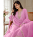 Elegant Rose Pink Organza Unstitched Boutique Suit Set with Pure Chiffon Dupatta