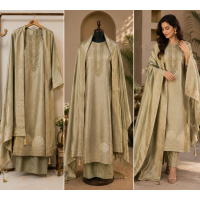 Muted Olive Green Jacquard Unstitched Luxury Boutique Suit Set with Designer Banarsi Dupatta Muted Olive Green Jacquard Unstitched Luxury Boutique Suit Set with Designer Banarsi Dupatta