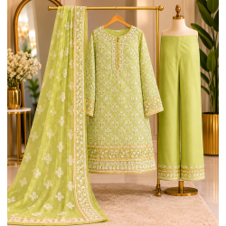Elegant Pista Green Georgette Unstitched Luxury Boutique Suit Set with Designer Dupatta Elegant Pista Green Georgette Unstitched Luxury Boutique Suit Set with Designer Dupatta