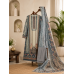 Veeran Fashions Pastel Grey Modal Cotton Unstitched Suit with Vintage Floral Prints and Printed Shiffon Dupatta