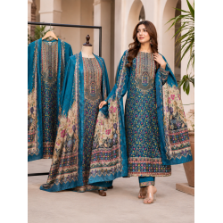 Regal Peacock Blue Maslin Unstitched Suit with Fancy Printed Maslin Dupatta Regal Peacock Blue Maslin Unstitched Suit with Fancy Printed Maslin Dupatta