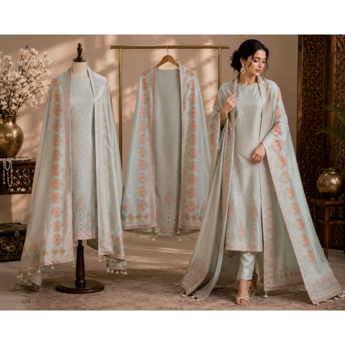 Royal Kheemkhaab Brocade Unstitched Luxury Boutique Suit with Designer Dupatta Royal Kheemkhaab Brocade Unstitched Luxury Boutique Suit with Designer Dupatta