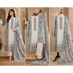 Veeran Fashions Off-White Modal Cotton Unstitched Suit with Pastel Kashmiri Floral Prints and Printed Cotton Dupatta Veeran Fashions Off-White Modal Cotton Unstitched Suit with Pastel Kashmiri Floral Prints and Printed Cotton Dupatta