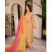 Vibrant Canary Yellow Georgette Unstitched Boutique Suit Set with Multi-Colour Ombre Designer Dupatta