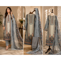 Veeran Fashions Pastel Grey Modal Cotton Unstitched Suit with Vintage Floral Prints and Printed Shiffon Dupatta Veeran Fashions Pastel Grey Modal Cotton Unstitched Suit with Vintage Floral Prints and Printed Shiffon Dupatta