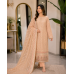 Pastel Peach Georgette Unstitched Boutique Suit Set with Shimmering Mirror-Style Work and Designer Dupatta