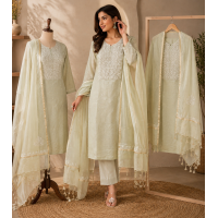 Pastel Sage Green Mal Cotton Lakhnavi Chikankari Unstitched Boutique Suit Set Pastel Sage Green Mal Cotton Lakhnavi Chikankari Unstitched Boutique Suit Set