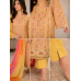 Vibrant Canary Yellow Georgette Unstitched Boutique Suit Set with Multi-Colour Ombre Designer Dupatta