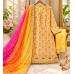 Vibrant Canary Yellow Georgette Unstitched Boutique Suit Set with Multi-Colour Ombre Designer Dupatta