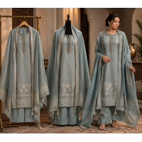 Premium Mint Green Jacquard Unstitched Boutique Suit Set with Heavy Banarsi Dupatta Premium Mint Green Jacquard Unstitched Boutique Suit Set with Heavy Banarsi Dupatta