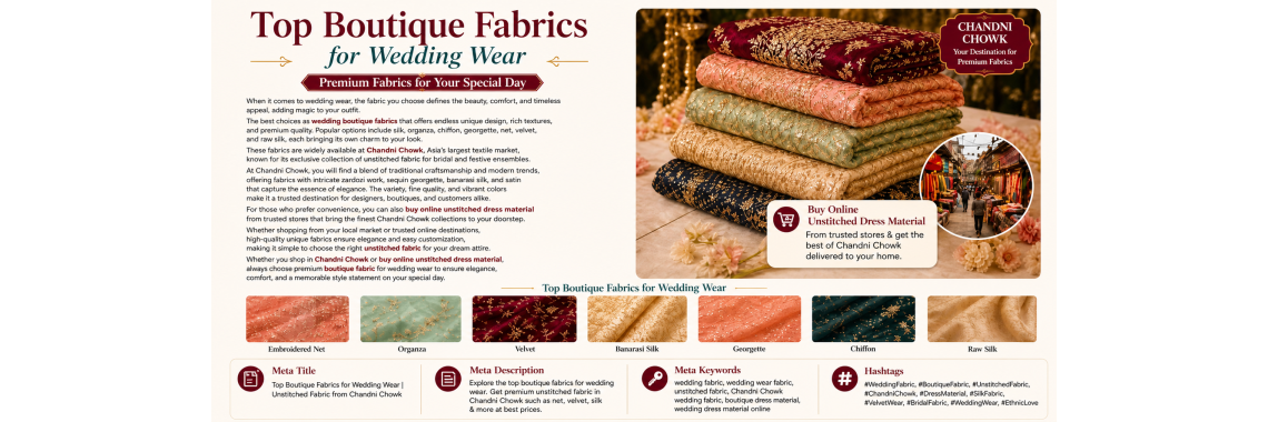 Top boutique fabrics for wedding wear