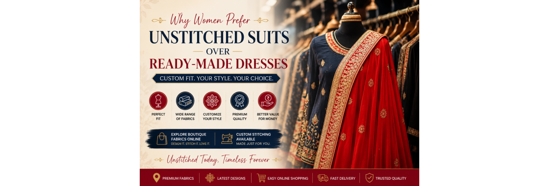 Why Women Prefer Unstitched Suits Over Ready-Made Dresses Why Women Prefer Unstitched Suits Over Ready-Made Dresses
