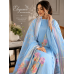 Sky Blue Floral Boutique Unstitched Cotton Suit with Lurex Stripes Sky Blue Floral Boutique Unstitched Cotton Suit with Lurex Stripes