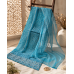 Veeran Fashions Teal Blue Cotton Unstitched Suit with Pure Shiffon Dupatta