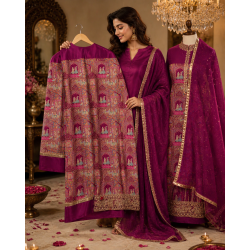 Veeran Fashions Royal Magenta Dola Jacquard Unstitched Boutique Suit Set Veeran Fashions Royal Magenta Dola Jacquard Unstitched Boutique Suit Set