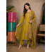 Veeran Fashions Elegant Mustard Floral Embroidered Barbari Silk unstitched Suit Set Veeran Fashions Elegant Mustard Floral Embroidered Barbari Silk unstitched Suit Set