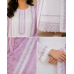 Veeran Fashions Pristine White Cotton Unstitched Suit with Lavender Embroidery and Lace Border