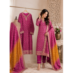 Magenta Fancy Chinon Unstitched Boutique Suit with Contrast Shiffon Dupatta Magenta Fancy Chinon Unstitched Boutique Suit with Contrast Shiffon Dupatta
