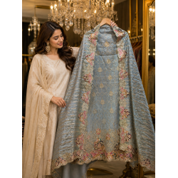 Veeran Fashions Premium Slate Grey Shimmer Royal Boutique unstitched Suit Set Veeran Fashions Premium Slate Grey Shimmer Royal Boutique unstitched Suit Set