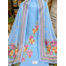 Sky Blue Floral Boutique Unstitched Cotton Suit with Lurex Stripes Sky Blue Floral Boutique Unstitched Cotton Suit with Lurex Stripes