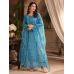 Veeran Fashions Teal Blue Cotton Unstitched Suit with Pure Shiffon Dupatta