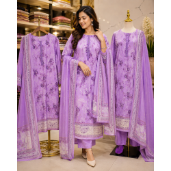 Lavender Floral Boutique Edition Unstitched Cotton Suit Set Lavender Floral Boutique Edition Unstitched Cotton Suit Set
