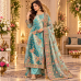 Premium Turquoise Blue Crape Unstitched Suit with Multicolour Embroidery & Opada Bottom Premium Turquoise Blue Crape Unstitched Suit with Multicolour Embroidery & Opada Bottom