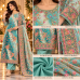 Premium Turquoise Blue Crape Unstitched Suit with Multicolour Embroidery & Opada Bottom Premium Turquoise Blue Crape Unstitched Suit with Multicolour Embroidery & Opada Bottom