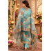 Premium Turquoise Blue Crape Unstitched Suit with Multicolour Embroidery & Opada Bottom Premium Turquoise Blue Crape Unstitched Suit with Multicolour Embroidery & Opada Bottom