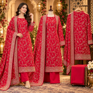 Elegant Red Silk Unstitched Suit Fabric with Intricate Golden Embroidery & Opada Silk Bottom – Veeran Fashions Elegant Red Silk Unstitched Suit Fabric with Intricate Golden Embroidery & Opada Silk Bottom – Veeran Fashions