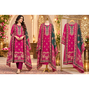 Rani Pink Floral Embroidered Crape Unstitched Suit with Pure Georgette Dupatta Rani Pink Floral Embroidered Crape Unstitched Suit with Pure Georgette Dupatta