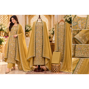 Mustard Gold Floral Embroidered Crape Unstitched Suit with Pure Chiffon Dupatta Mustard Gold Floral Embroidered Crape Unstitched Suit with Pure Chiffon Dupatta