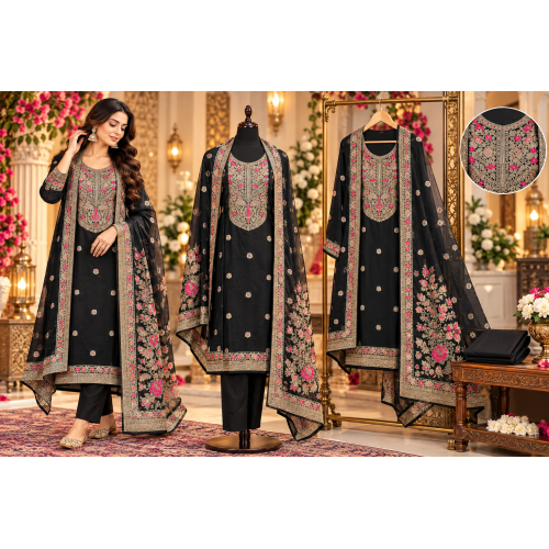 Black Kalamkari Unstitched Designer Suit Fabric with Matching Kalamkari Dupatta Black Kalamkari Unstitched Designer Suit Fabric with Matching Kalamkari Dupatta