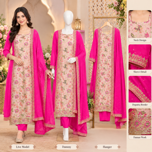 Royal Fuchsia Floral Georgette Unstitched Suit with Pure Chiffon Dupatta Royal Fuchsia Floral Georgette Unstitched Suit with Pure Chiffon Dupatta