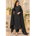 Midnight Noir Crape Net Work Unstitched Suit with Chenon Dupatta
