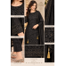 Midnight Noir Crape Net Work Unstitched Suit with Chenon Dupatta