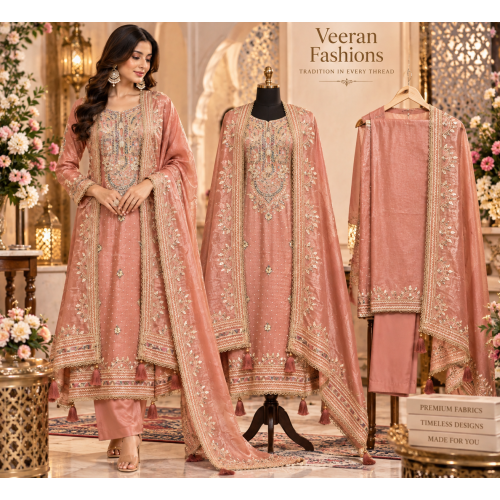 Rose Blush Royale Gotta Patti Shimmer Unstitched Suit Set Rose Blush Royale Gotta Patti Shimmer Unstitched Suit Set