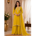 Mustard Gold Organza Embroidered Stitched Kameez Palazzo Set Mustard Gold Organza Embroidered Stitched Kameez Palazzo Set