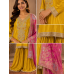 Mustard Gold Opada Silk Stitched Farshi Salwar Suit with Fuchsia Woven Dupatta Mustard Gold Opada Silk Stitched Farshi Salwar Suit with Fuchsia Woven Dupatta