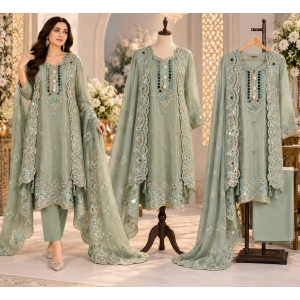 Sage Mist Shimmer Embroidered Unstitched Suit Set Sage Mist Shimmer Embroidered Unstitched Suit Set