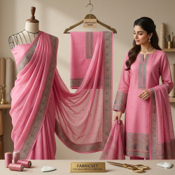 Veeran Fashions Pastel Pink Jamdani Unstitched Boutique Suit Set Veeran Fashions Pastel Pink Jamdani Unstitched Boutique Suit Set
