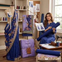 Navy Blue Artisanal Crepe Boutique Suit Navy Blue Artisanal Crepe Boutique Suit