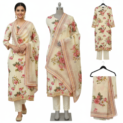 Ivory Floral Heritage Crape Set