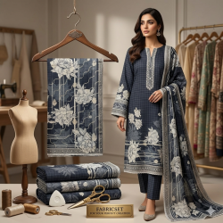 Veeran Fashions Elegant Black Checkered Opada Silk Unstitched Suit Set Veeran Fashions Elegant Black Checkered Opada Silk Unstitched Suit Set