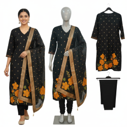 Midnight Bloom Crape Silk Ensemble