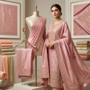 Rose Quartz Shimmer Deluxe – Handcrafted Dabka Edition