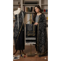 Midnight Elegance Premium Slub Cotton Unstitched Suit Set Midnight Elegance Premium Slub Cotton Unstitched Suit Set