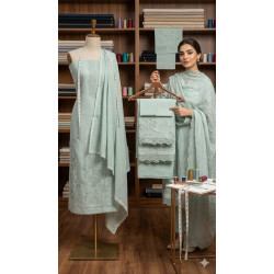 Mint Whisper Premium Slub Cotton Unstitched Suit Set