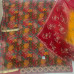Veeran Fashions Red Floral Unstitched Organza Suit with Ombre Dupatta